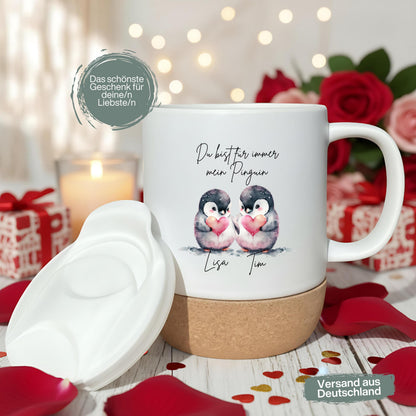 Tasse für Paare Pinguine | personalisierte Paar Tasse Valentinstag Geschenk | Geschenk für Partner