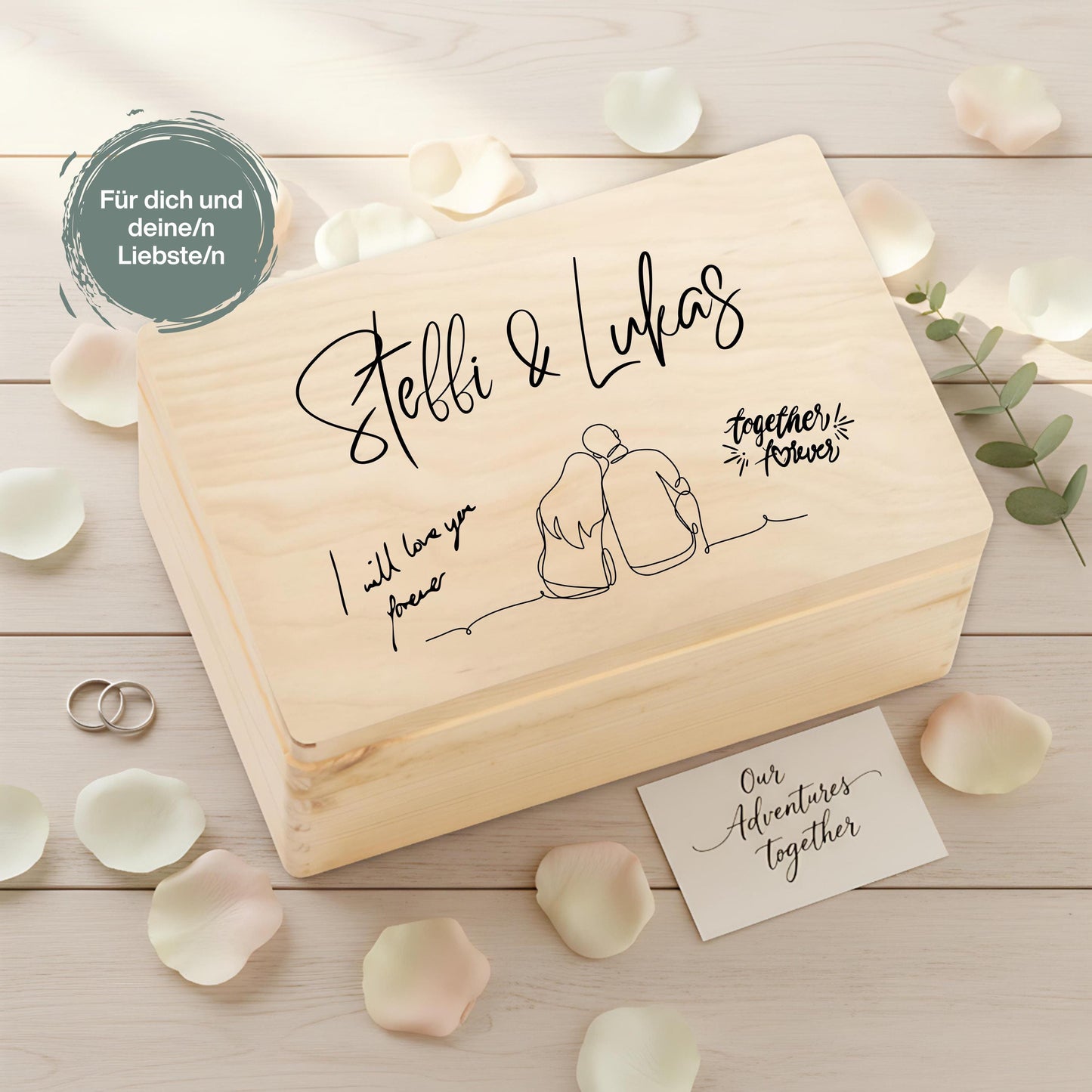 Holzkiste Erinnerungskiste personalisiert Paar Geschenk | Hochzeit Brautpaar Box aus Holz