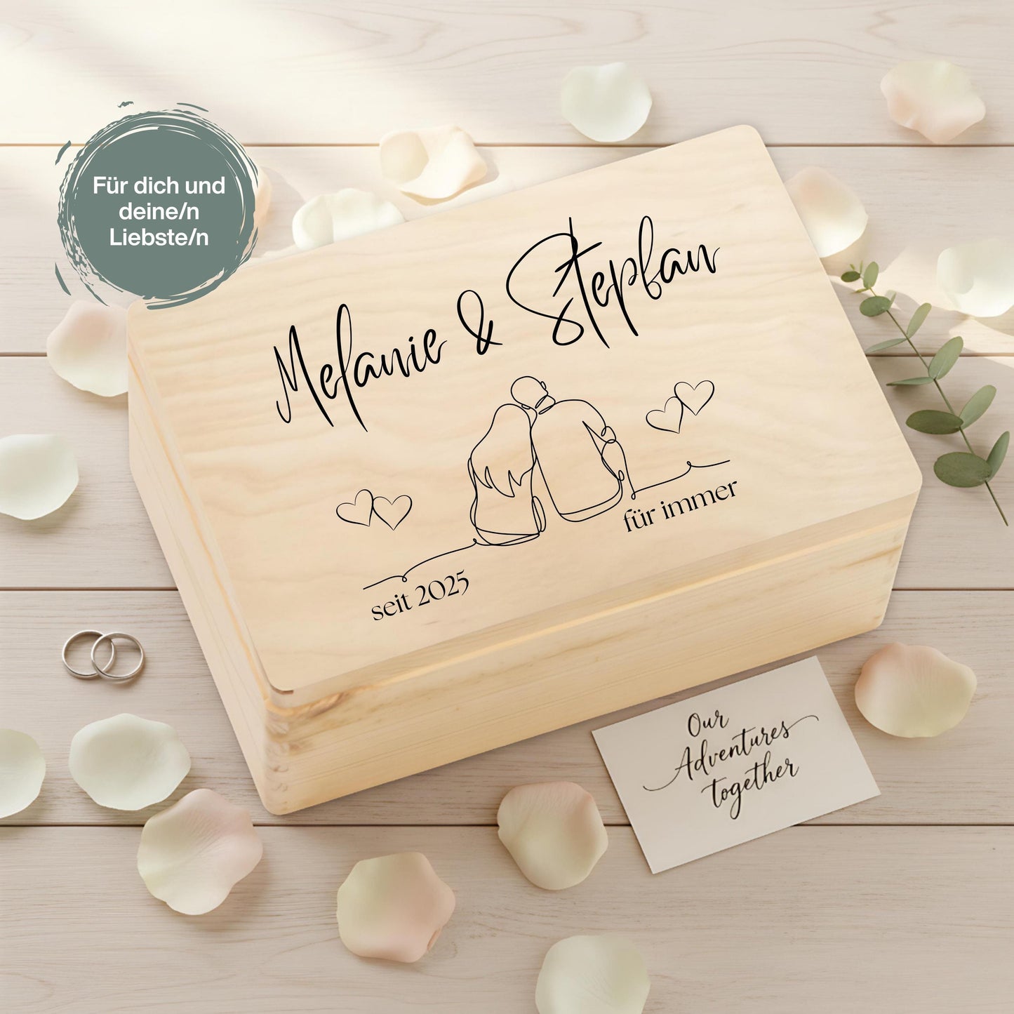 Holzkiste Hochzeit Geschenk personalisiert | Erinnerungskiste Paar | Jahrestag Geschenk