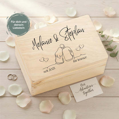 Holzkiste Hochzeit Geschenk personalisiert | Erinnerungskiste Paar | Jahrestag Geschenk