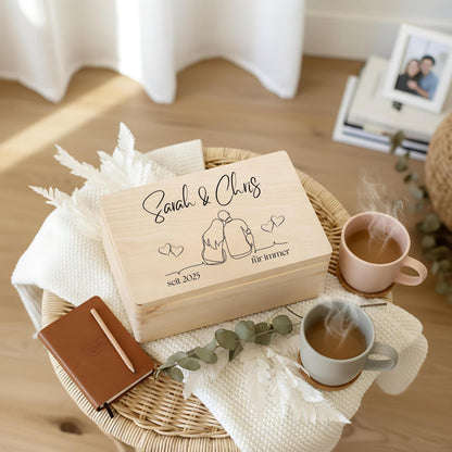 Holzkiste Hochzeit Geschenk personalisiert | Erinnerungskiste Paar | Jahrestag Geschenk