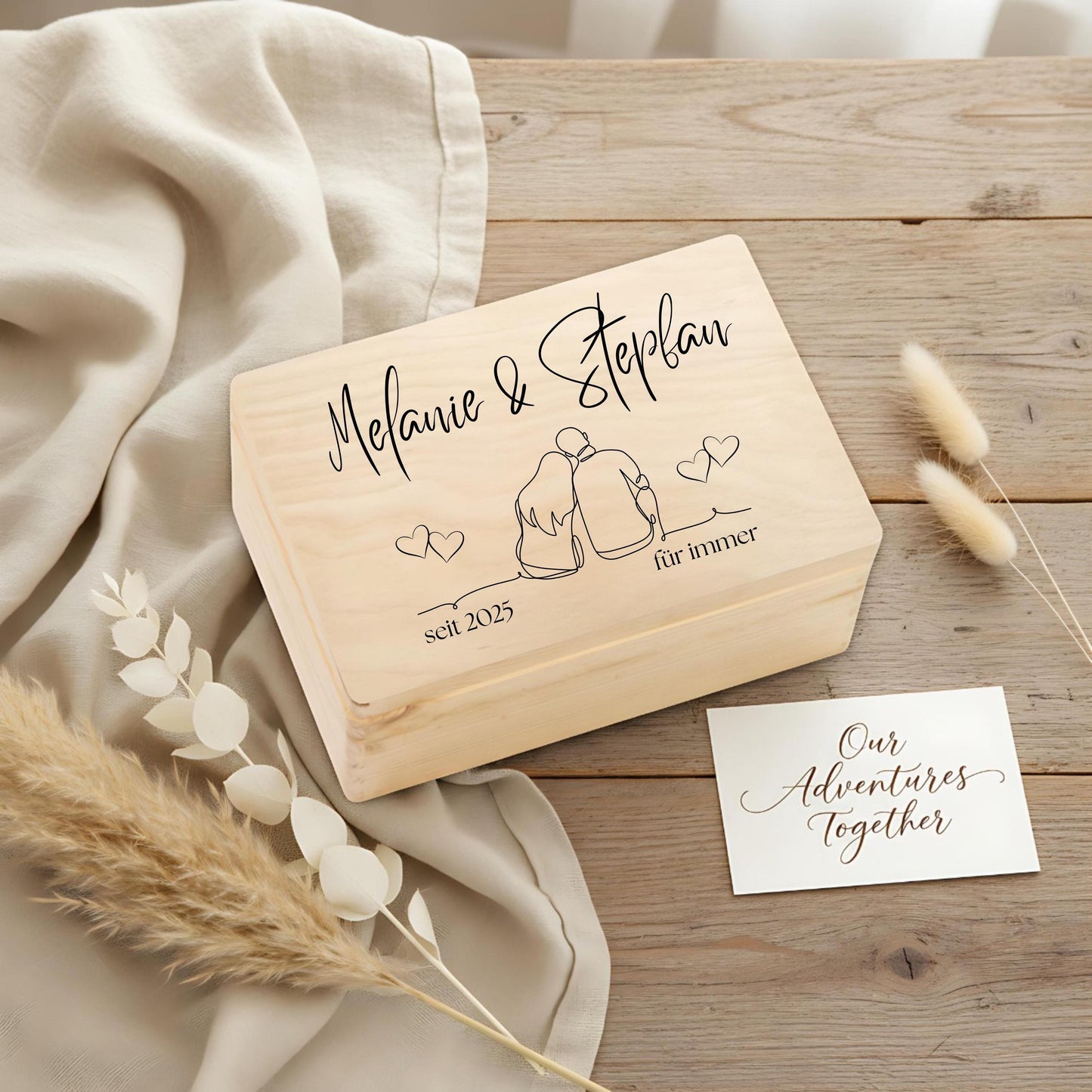 Holzkiste Hochzeit Geschenk personalisiert | Erinnerungskiste Paar | Jahrestag Geschenk