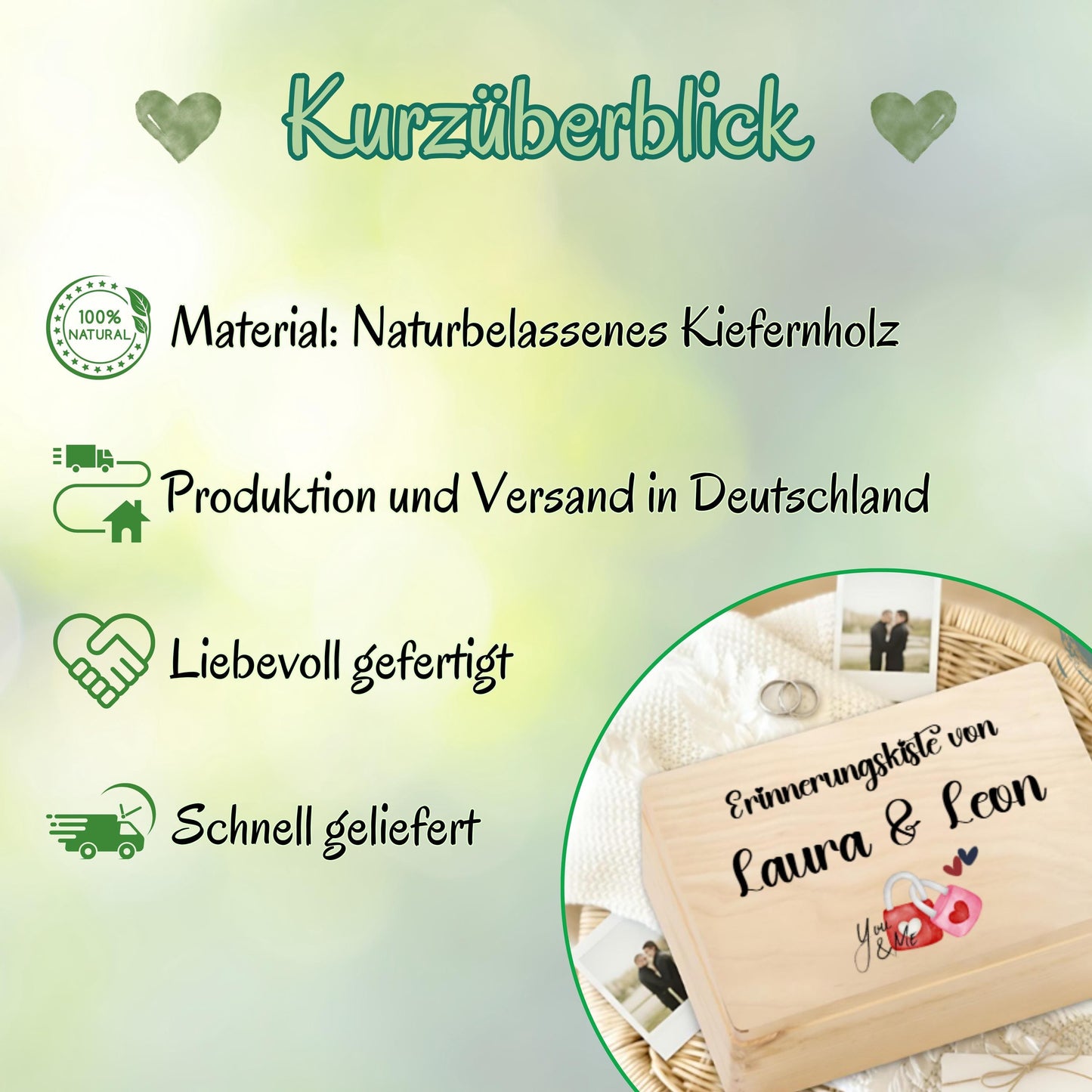 Erinnerungskiste für Paare - personalisiert Geschenk zum Jahrestag oder Hochzeitstag
