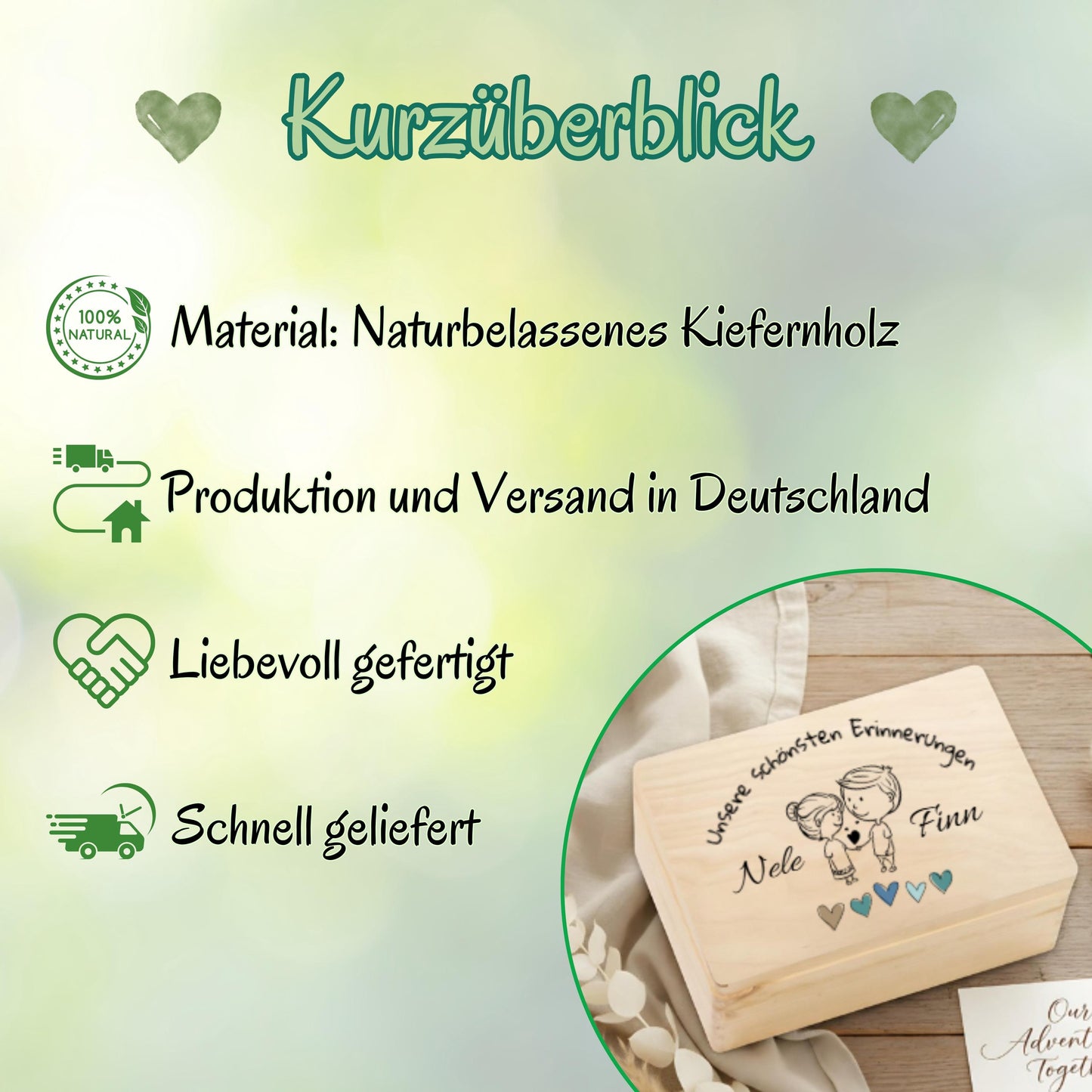 Erinnerungskiste personalisiert für Paare | Geschenk zum Jahrestag, Valentinstag & Hochzeit