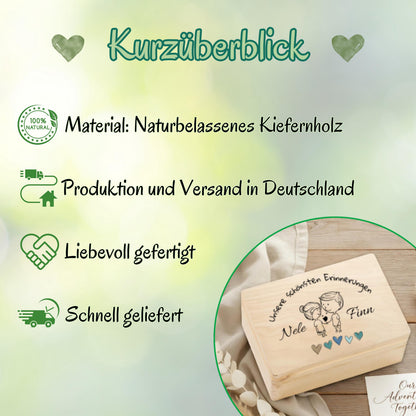 Erinnerungskiste personalisiert für Paare | Geschenk zum Jahrestag, Valentinstag & Hochzeit