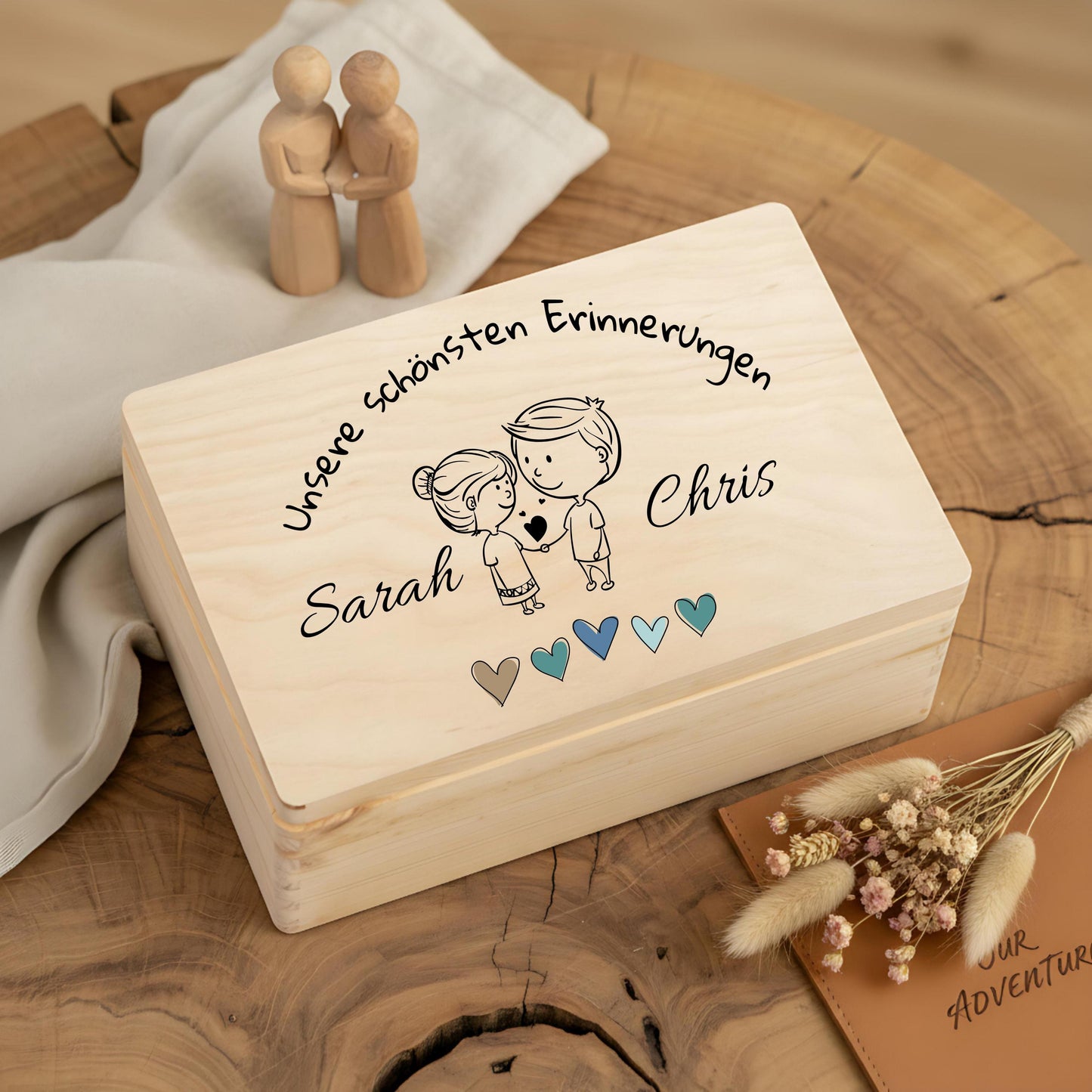 Erinnerungskiste personalisiert für Paare | Geschenk zum Jahrestag, Valentinstag & Hochzeit