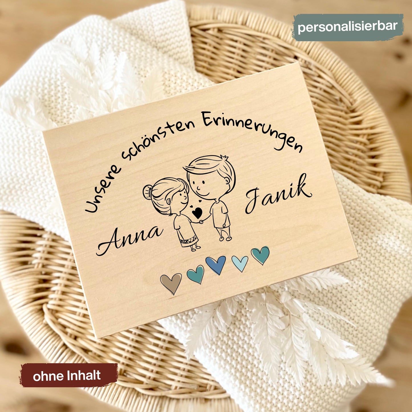 Erinnerungskiste personalisiert für Paare | Geschenk zum Jahrestag, Valentinstag & Hochzeit