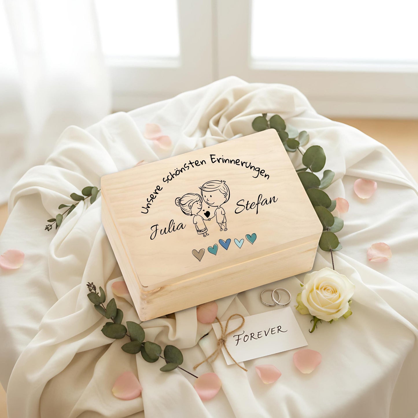 Erinnerungskiste personalisiert für Paare | Geschenk zum Jahrestag, Valentinstag & Hochzeit