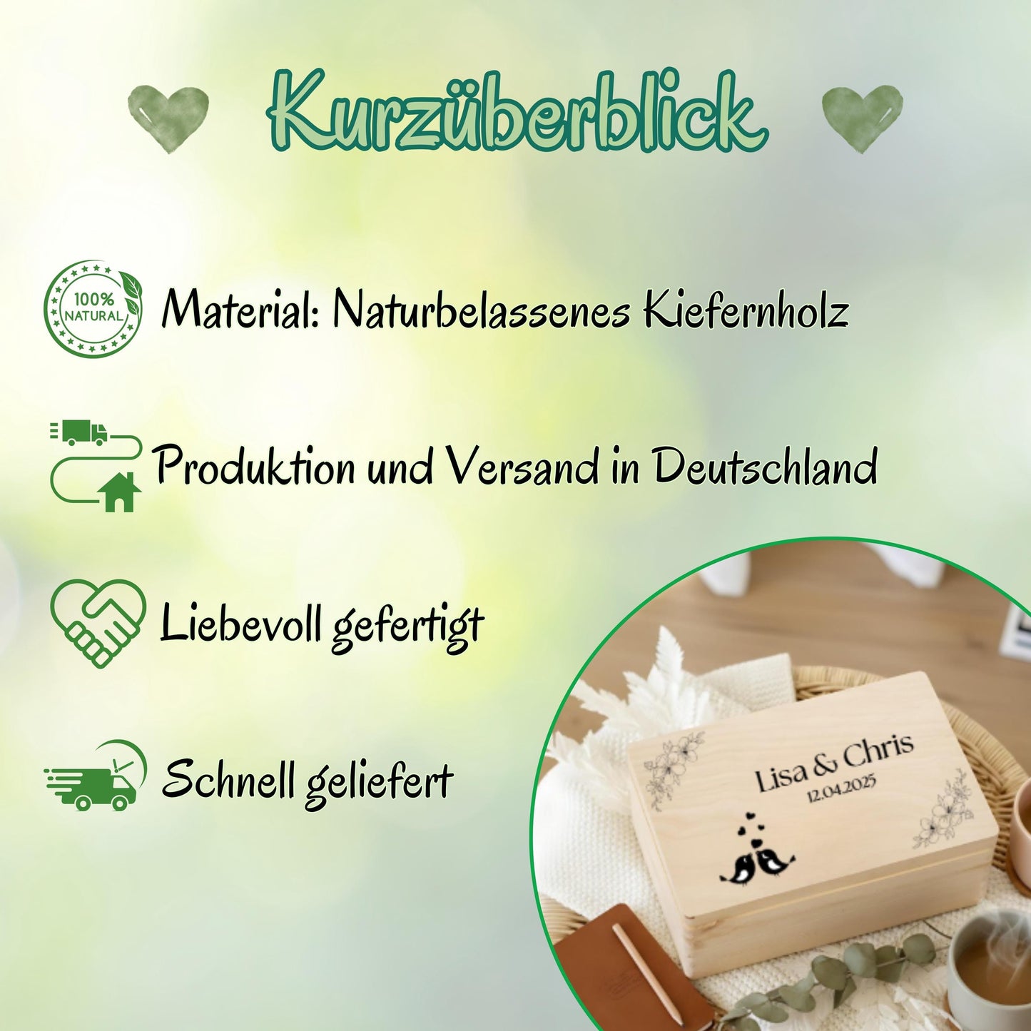 Erinnerungskiste für Paare personalisiert | Geschenk für Freundin & Partner | Holzkiste Paar Geschenk