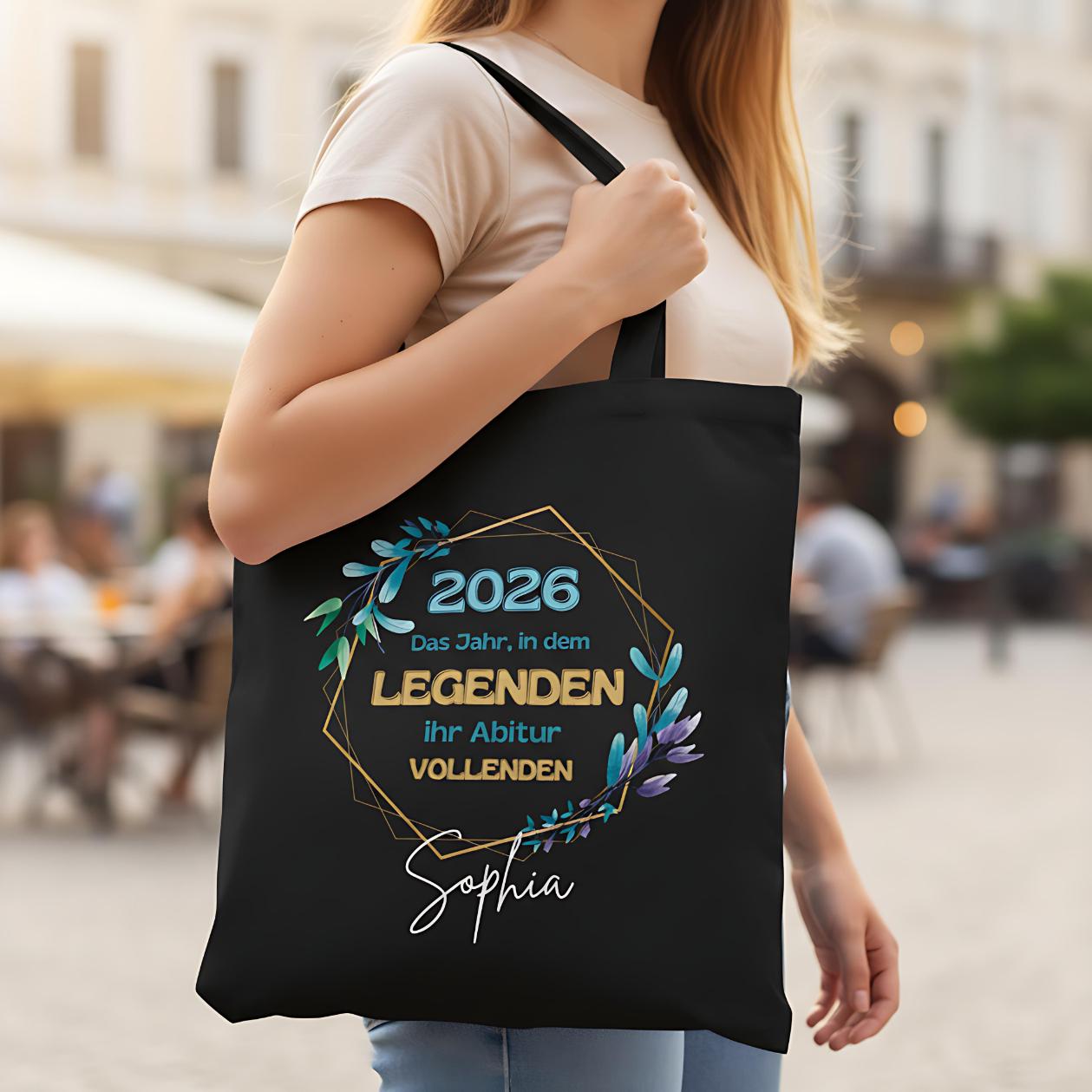 Abitur 2026 Stoffbeutel personalisiert – Geschenkidee Abi mit Name