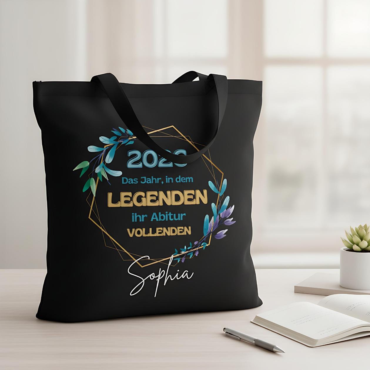 Abitur 2026 Stoffbeutel personalisiert – Geschenkidee Abi mit Name