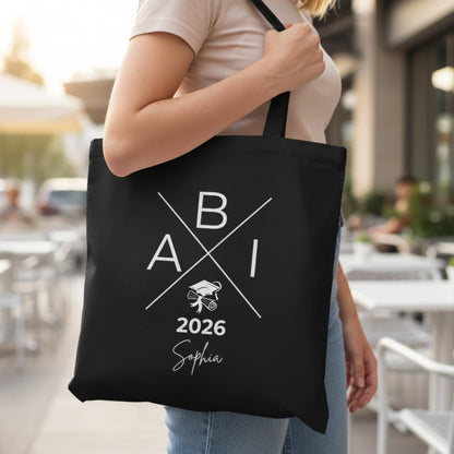 Abitur 2026 Stoffbeutel personalisiert – Geschenke zum Abitur mit Name