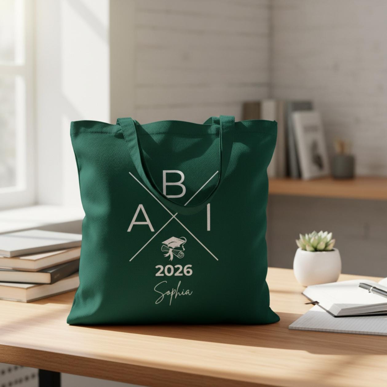 Abitur 2026 Stoffbeutel personalisiert – Geschenke zum Abitur mit Name