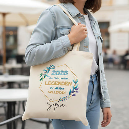 Abitur 2026 Stoffbeutel personalisiert – Geschenkidee Abi mit Name