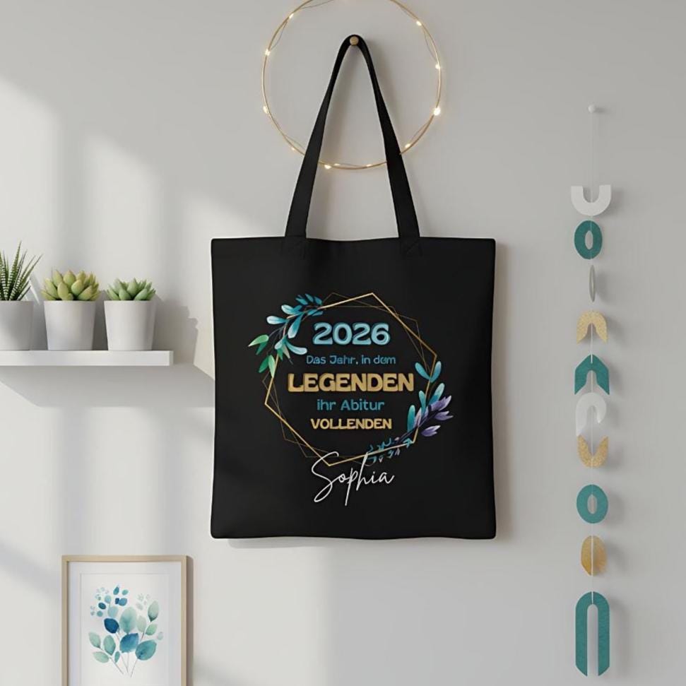 Abitur 2026 Stoffbeutel personalisiert – Geschenkidee Abi mit Name
