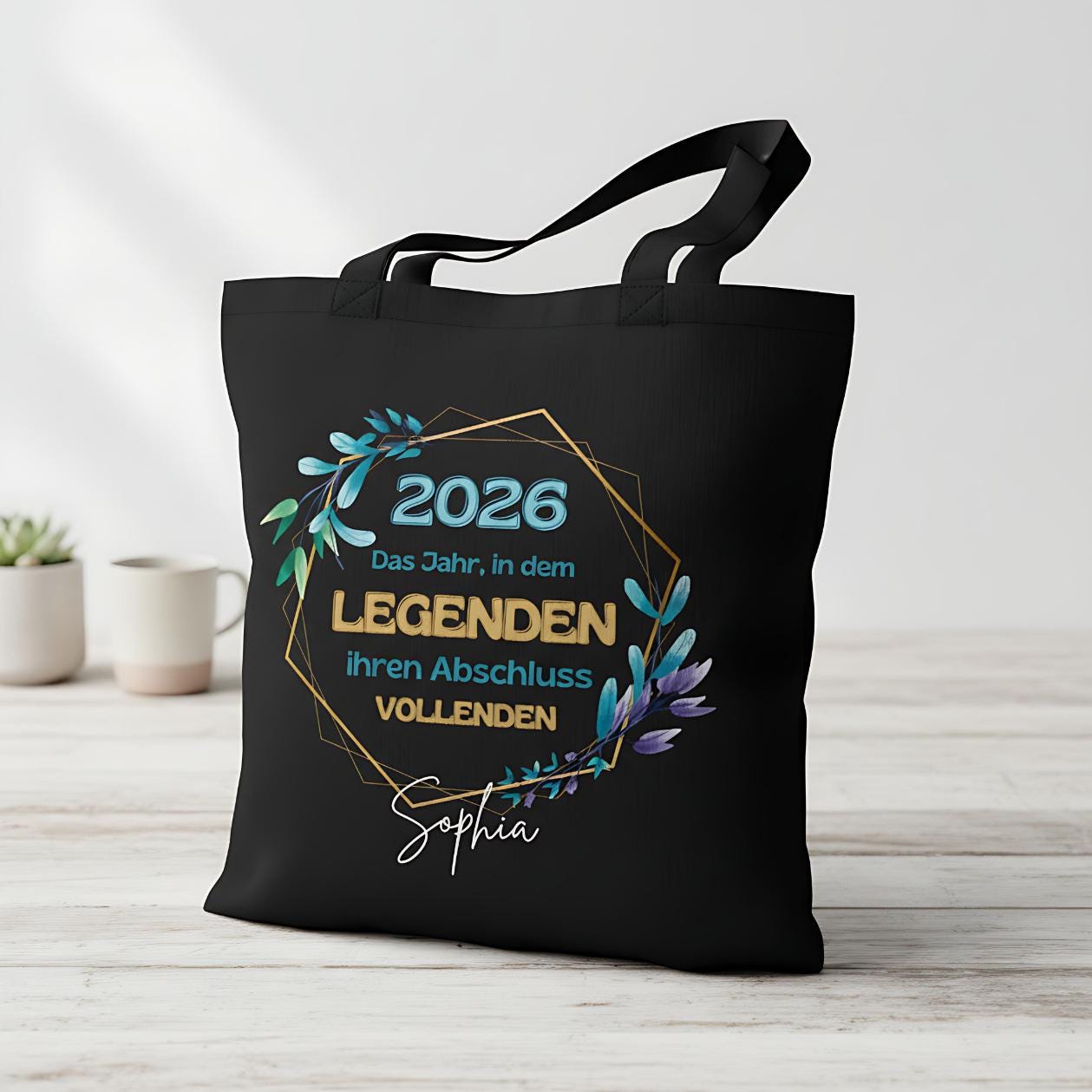 Schulabschluss Geschenk Stoffbeutel | Einkaufstasche Abschluss 2026 mit Name