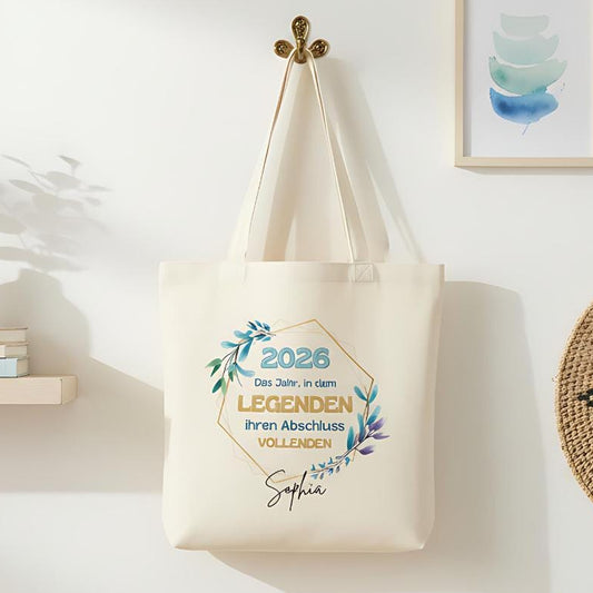 Schulabschluss Geschenk Stoffbeutel | Einkaufstasche Abschluss 2026 mit Name