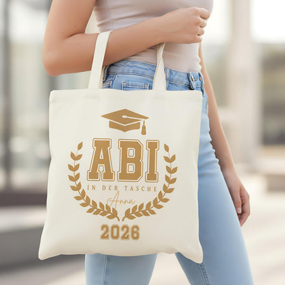 Abi in der Tasche Stoffbeutel | personalisierte Einkaufstasche Abitur 2026 | Abi Geschenkidee