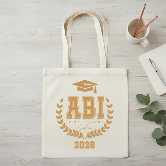 Abi in der Tasche Stoffbeutel | personalisierte Einkaufstasche Abitur 2026 | Abi Geschenkidee