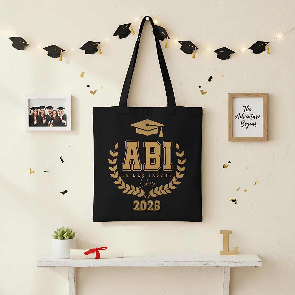 Abi in der Tasche Stoffbeutel | personalisierte Einkaufstasche Abitur 2026 | Abi Geschenkidee