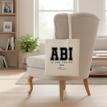 Abi in der Tasche Stoffbeutel 2026 personalisiert | Abitur Geschenk Stofftasche mit Name