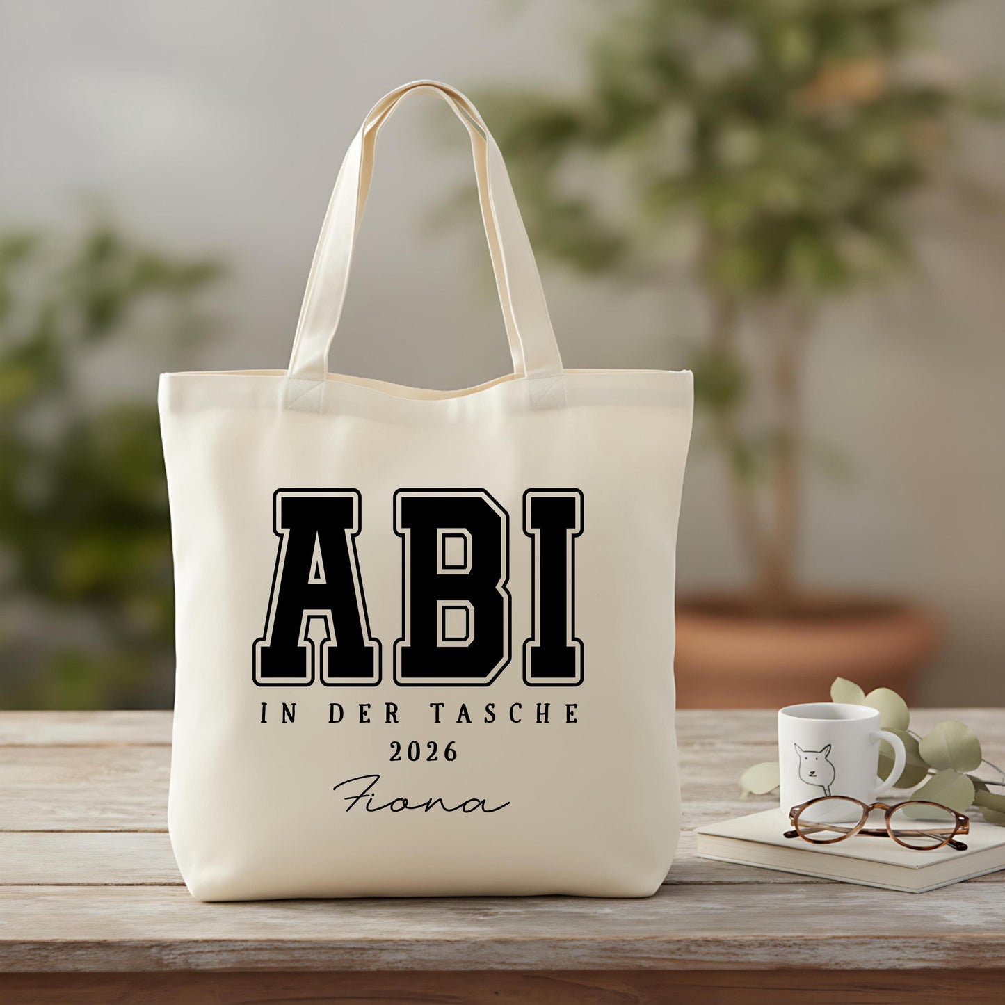 Abi in der Tasche Stoffbeutel 2026 personalisiert | Abitur Geschenk Stofftasche mit Name