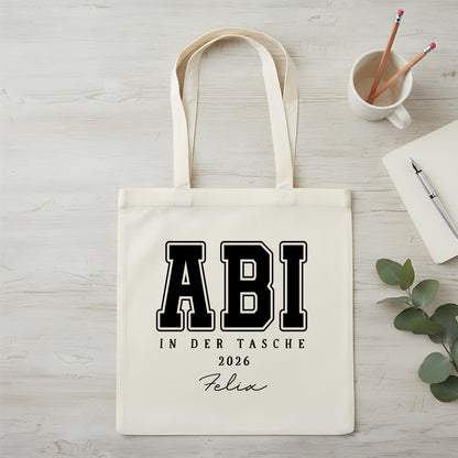 Abi in der Tasche Stoffbeutel 2026 personalisiert | Abitur Geschenk Stofftasche mit Name