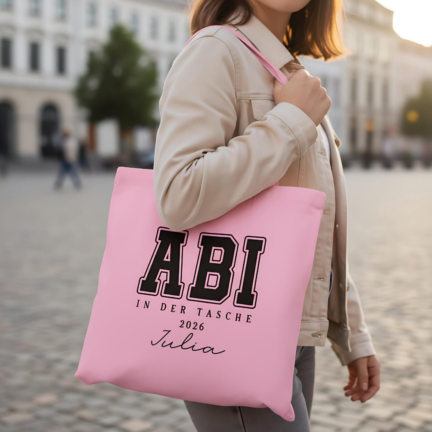 Abi in der Tasche Stoffbeutel 2026 personalisiert | Abitur Geschenk Stofftasche mit Name