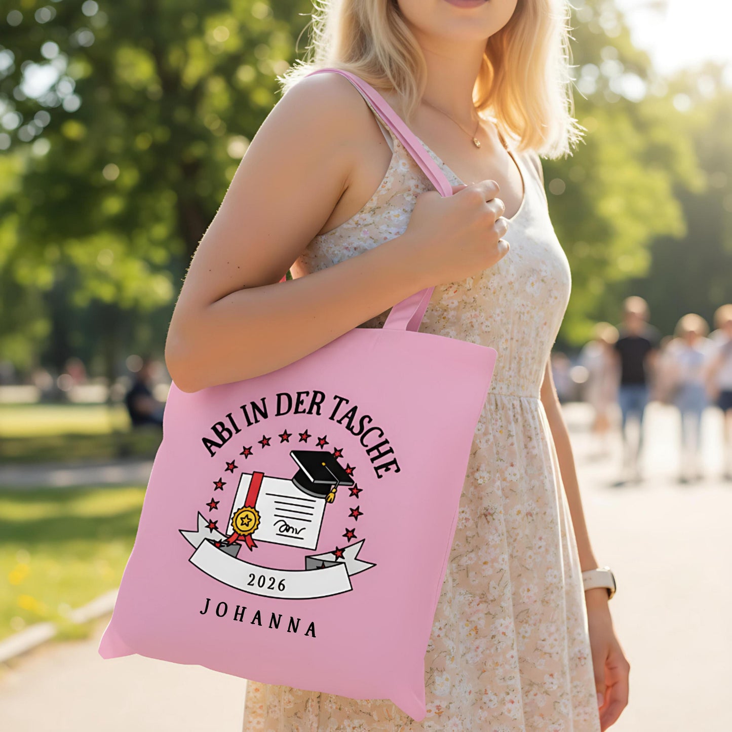 Abi in der Tasche Stoffbeutel 2026 personalisiert | Abitur Geschenk Stofftasche mit Name