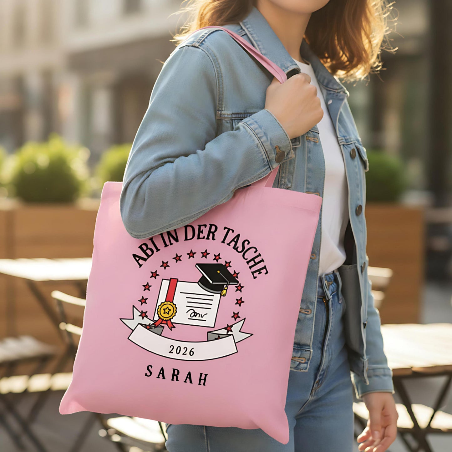 Abi in der Tasche Stoffbeutel 2026 personalisiert | Abitur Geschenk Stofftasche mit Name