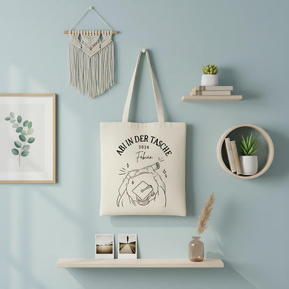 Abi in der Tasche Stoffbeutel 2026 personalisiert | Abitur Geschenk Stofftasche mit Name