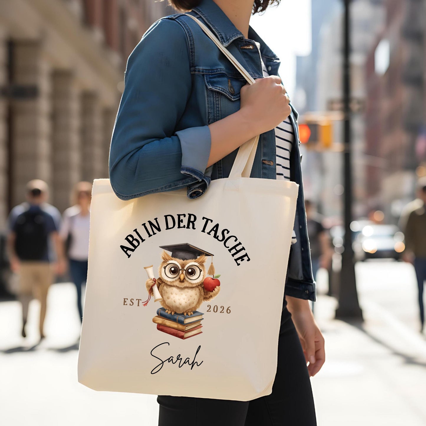 Abi in der Tasche Stoffbeutel 2026 personalisiert | Abitur Geschenk Stofftasche mit Name