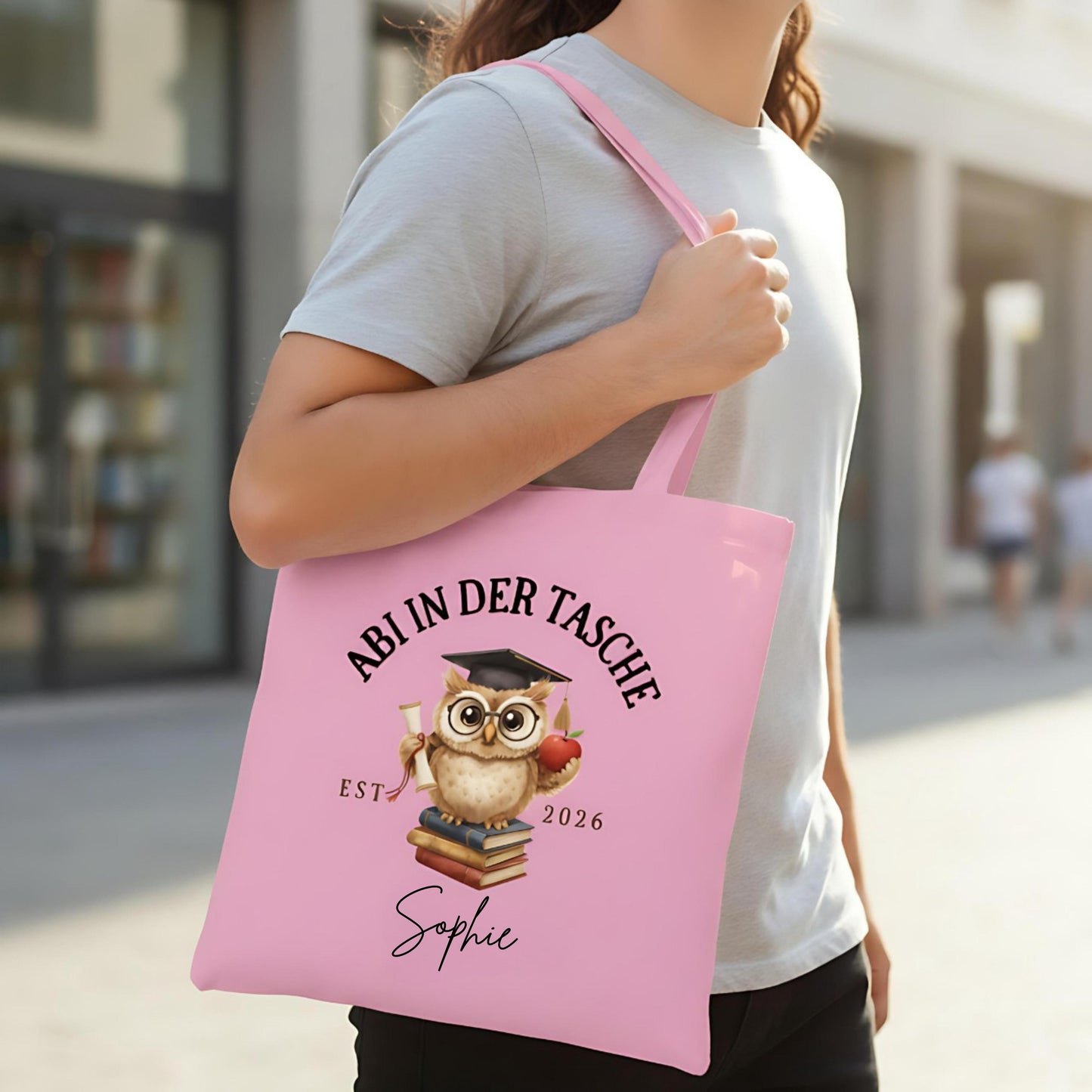 Abi in der Tasche Stoffbeutel 2026 personalisiert | Abitur Geschenk Stofftasche mit Name