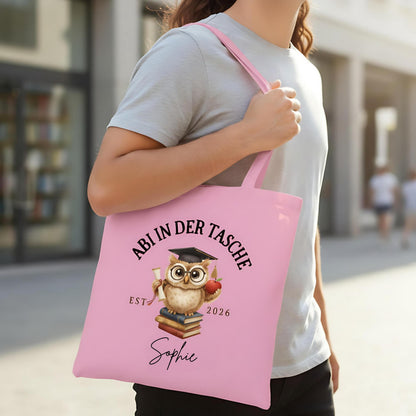 Abi in der Tasche Stoffbeutel 2026 personalisiert | Abitur Geschenk Stofftasche mit Name
