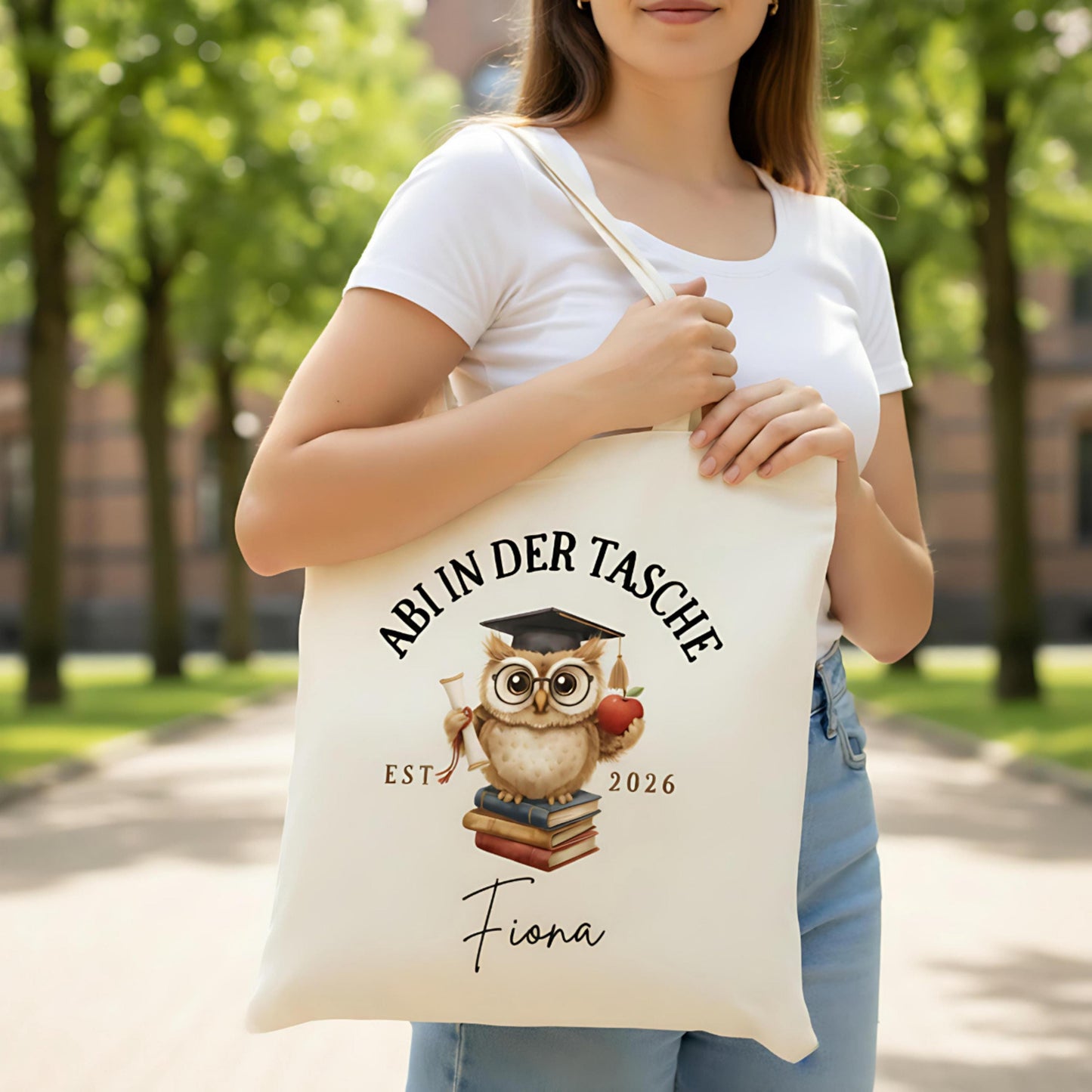 Abi in der Tasche Stoffbeutel 2026 personalisiert | Abitur Geschenk Stofftasche mit Name