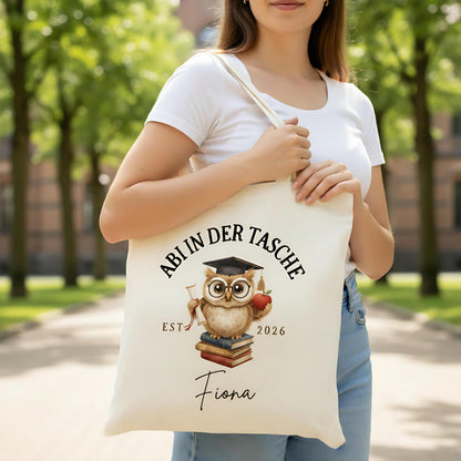Abi in der Tasche Stoffbeutel 2026 personalisiert | Abitur Geschenk Stofftasche mit Name