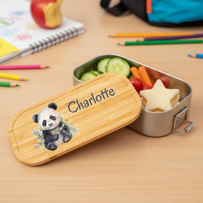 Personalisierte Brotdose Edelstahl Kinder mit Namen | Panda Lunchbox Kindergarten & Schule