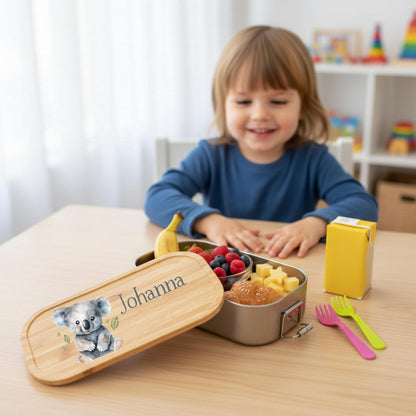 Personalisierte Brotdose Edelstahl Kinder mit Namen | Koala Lunchbox Kindergarten & Schule
