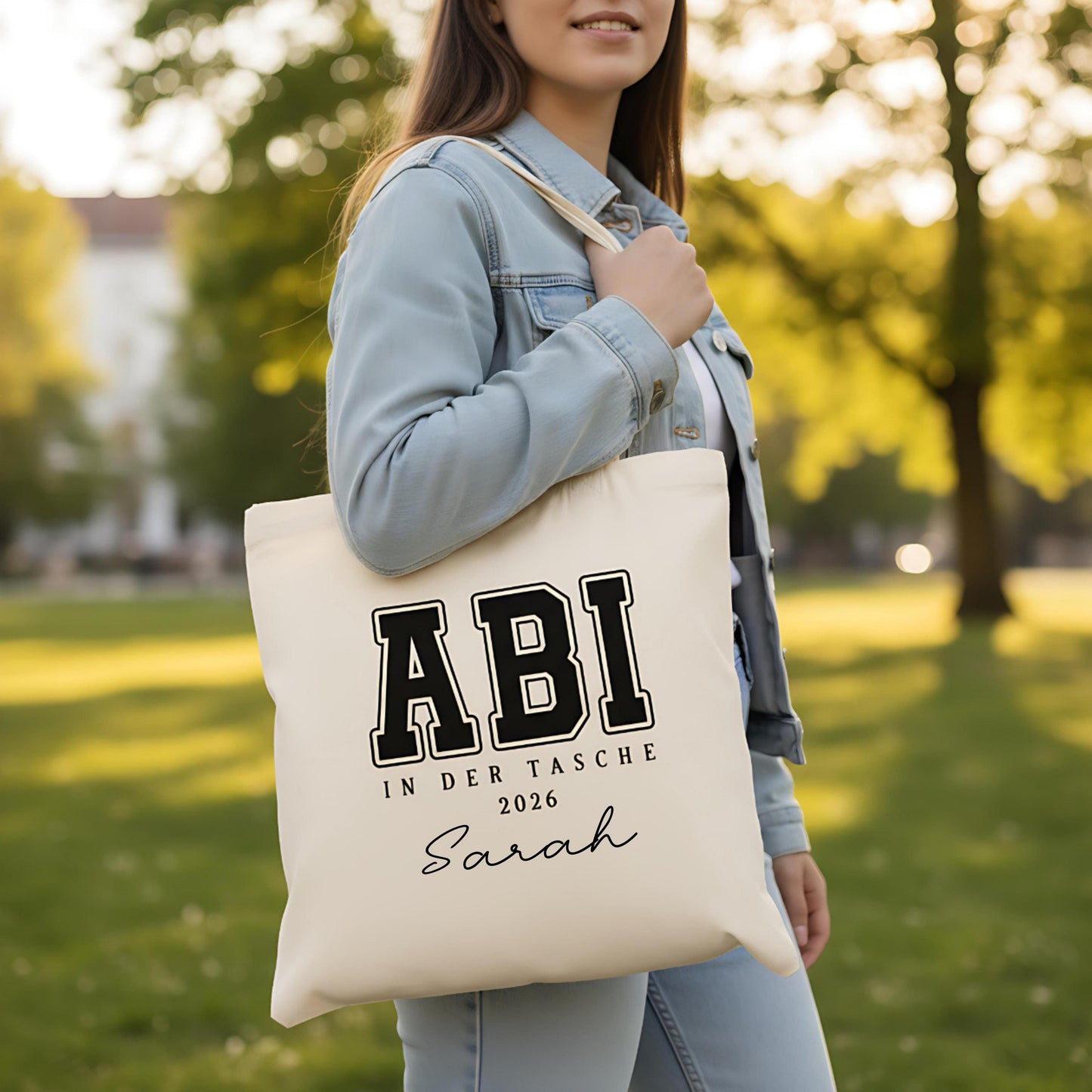 Abi in der Tasche Stoffbeutel 2026 personalisiert | Abitur Geschenk Stofftasche mit Name