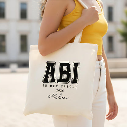 Abi in der Tasche Stoffbeutel 2026 personalisiert | Abitur Geschenk Stofftasche mit Name