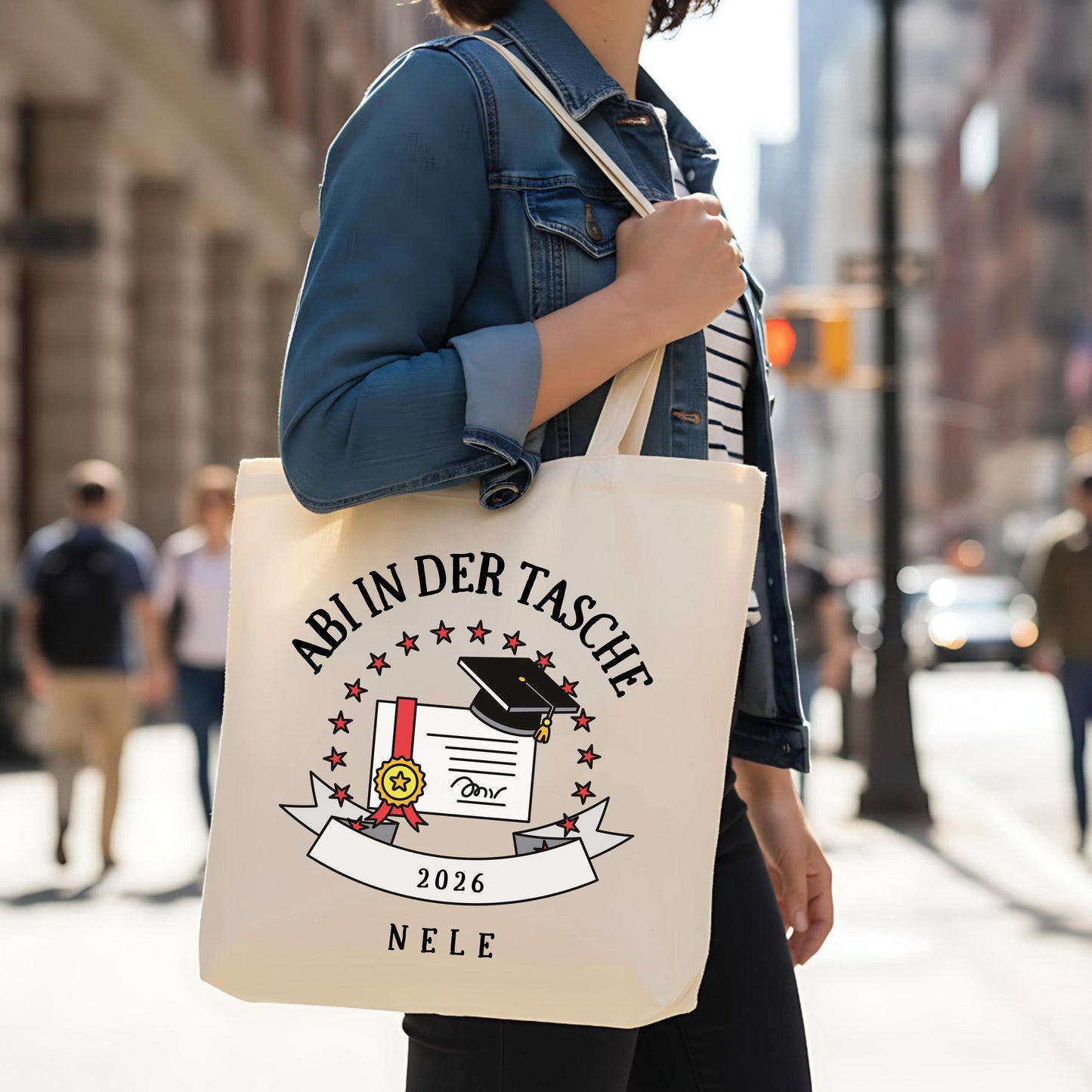 Abi in der Tasche Stoffbeutel 2026 personalisiert | Abitur Geschenk Stofftasche mit Name