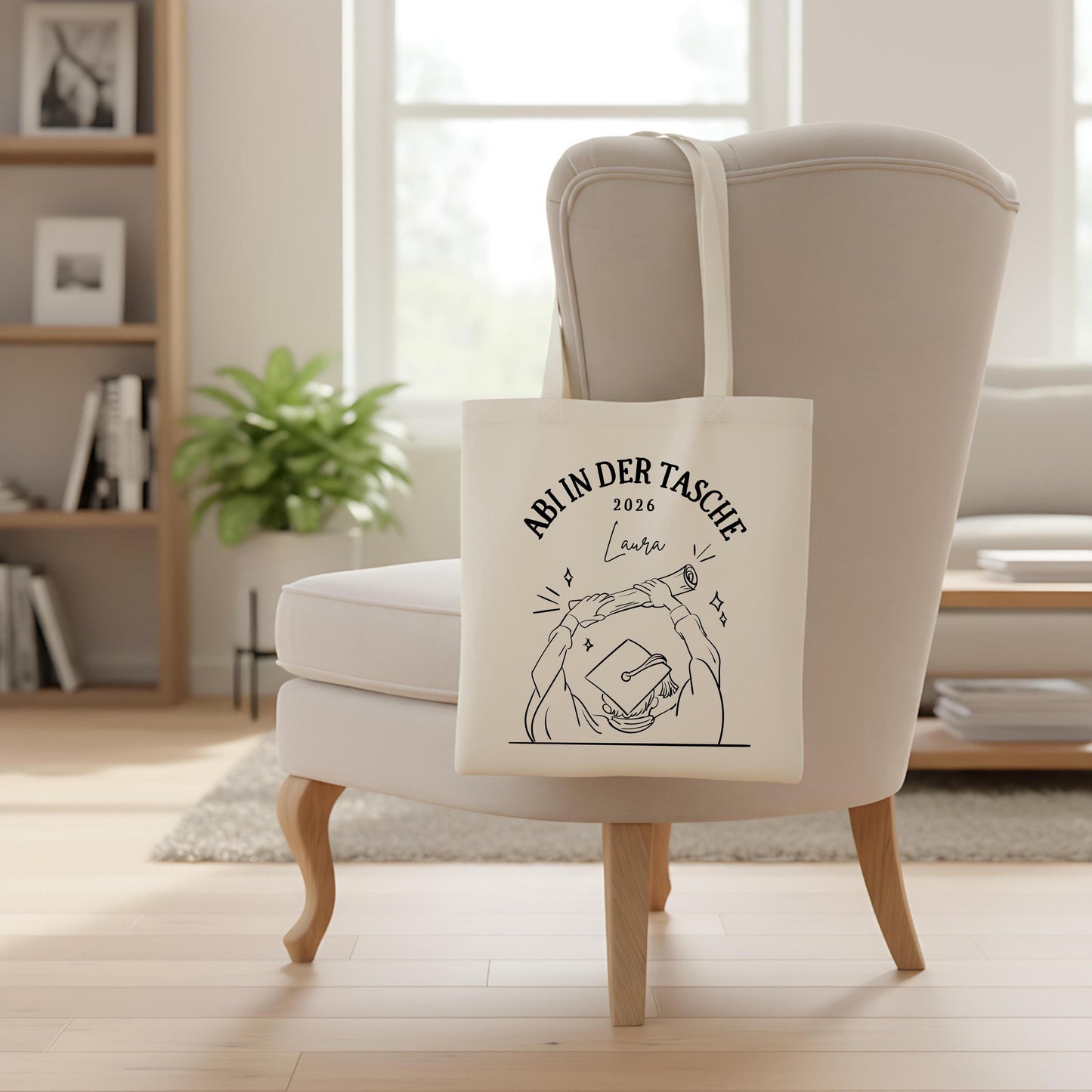 Abi in der Tasche Stoffbeutel 2026 personalisiert | Abitur Geschenk Stofftasche mit Name