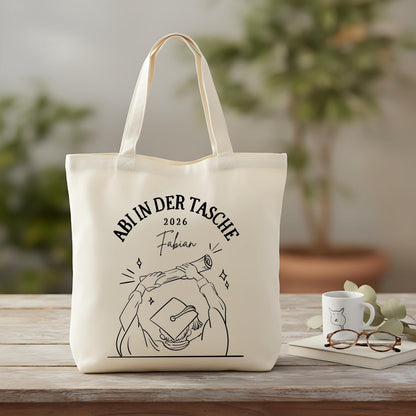 Abi in der Tasche Stoffbeutel 2026 personalisiert | Abitur Geschenk Stofftasche mit Name