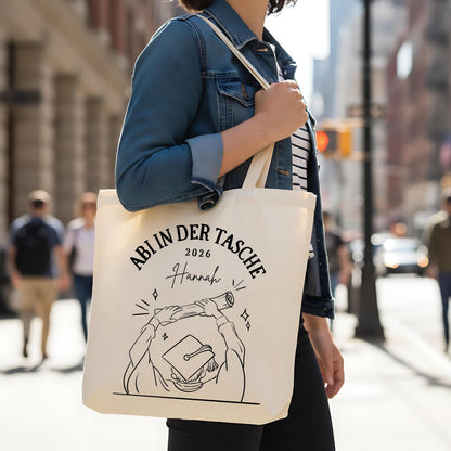 Abi in der Tasche Stoffbeutel 2026 personalisiert | Abitur Geschenk Stofftasche mit Name