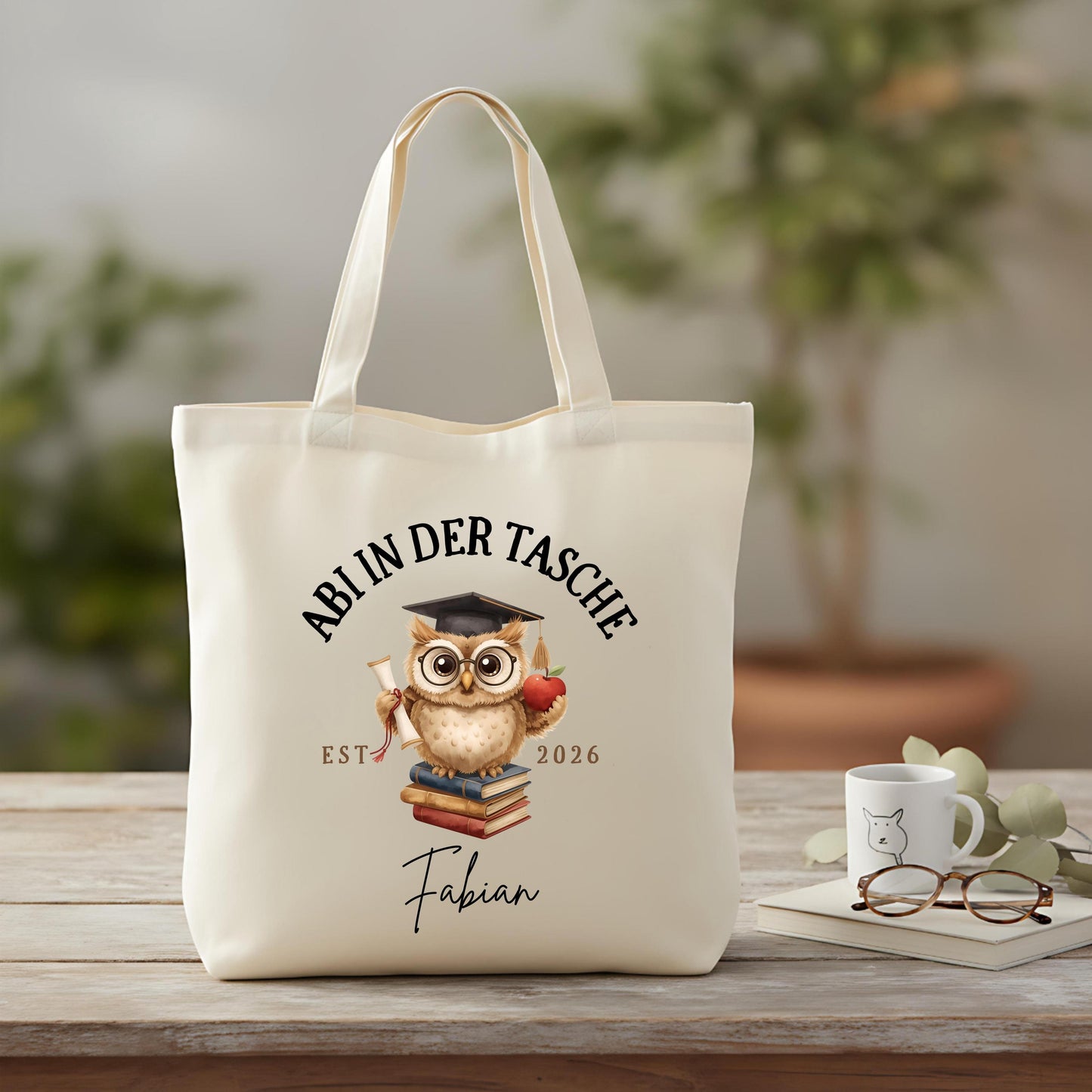 Abi in der Tasche Stoffbeutel 2026 personalisiert | Abitur Geschenk Stofftasche mit Name