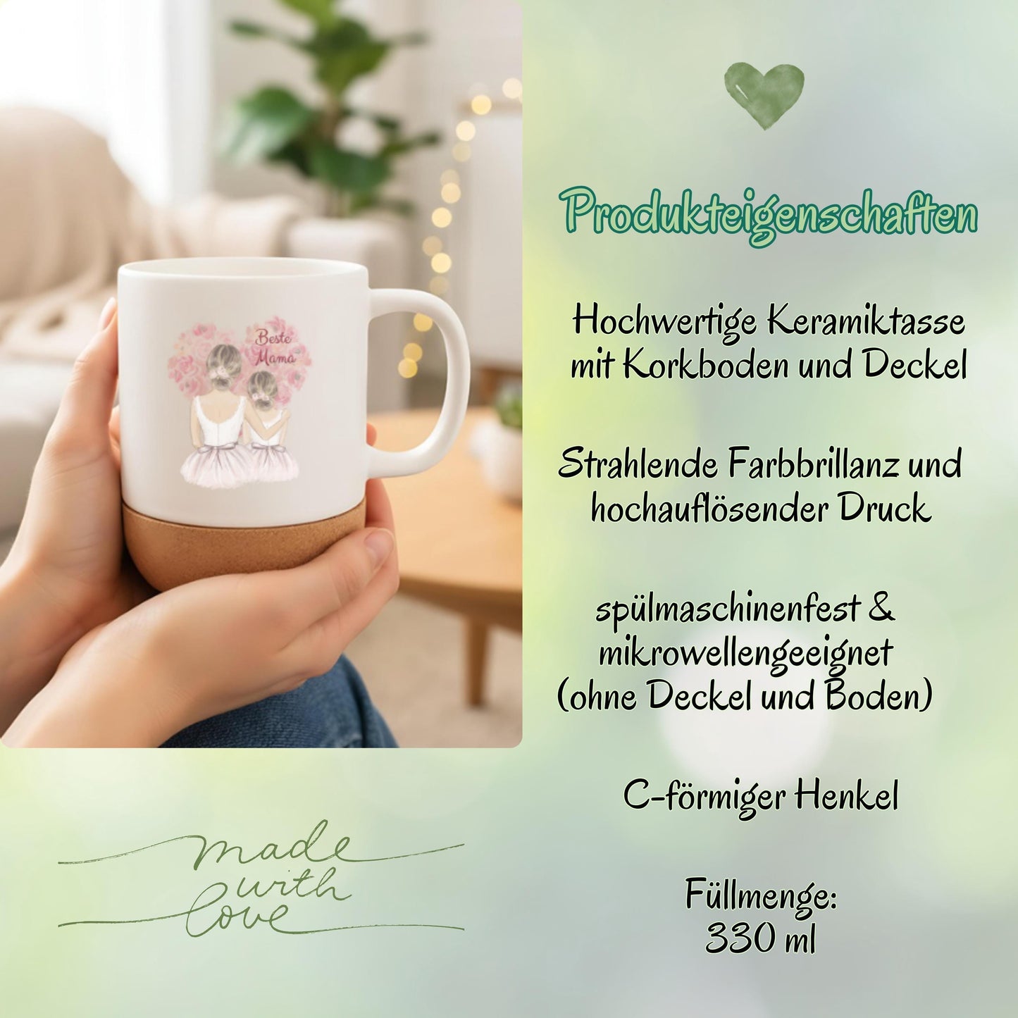 Beste Mama Tasse mit Mama Tochter Motiv | Muttertagsgeschenk Mama Geschenkidee