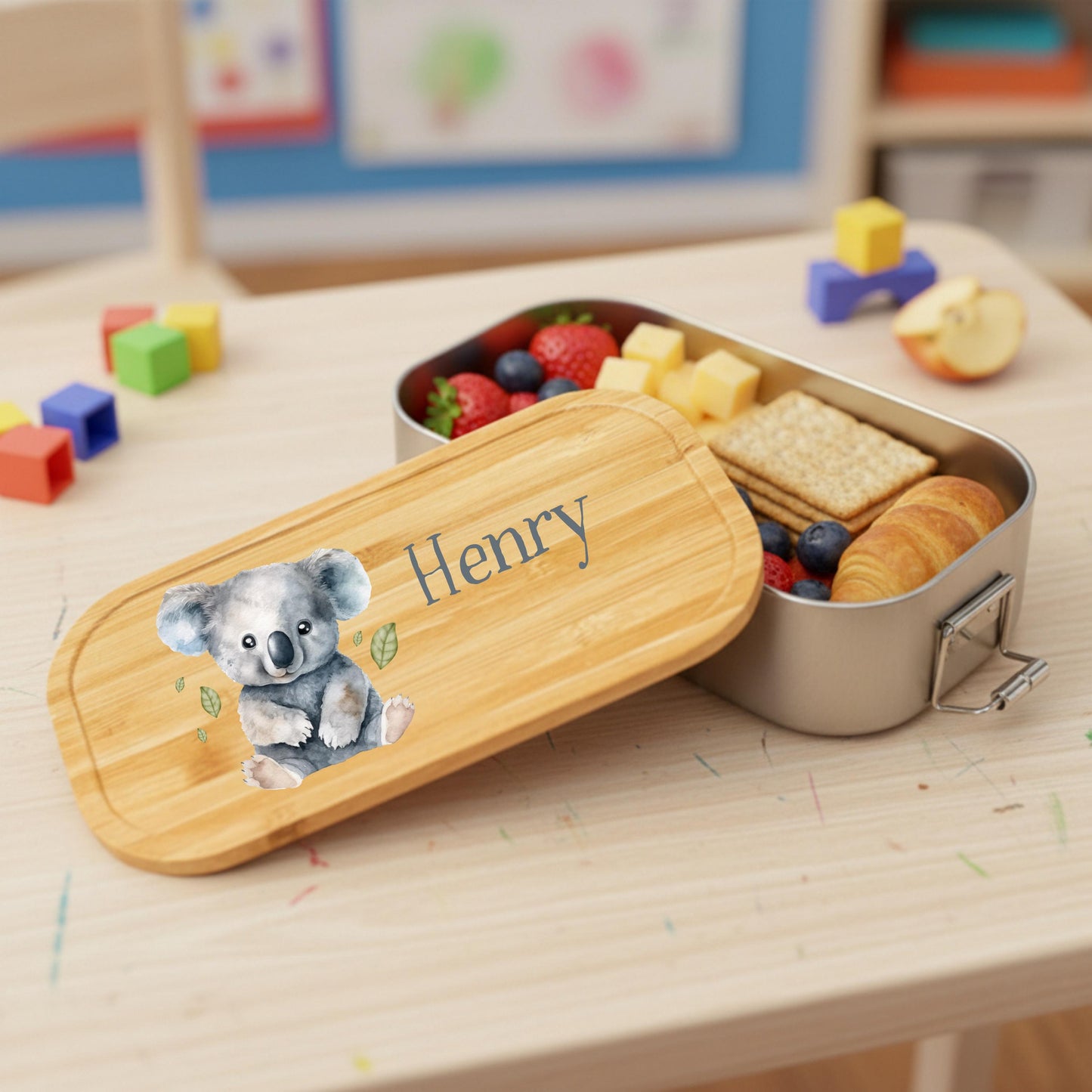 Personalisierte Brotdose Edelstahl Kinder mit Namen | Koala Lunchbox Kindergarten & Schule