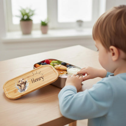 Personalisierte Brotdose Edelstahl Kinder mit Namen | Otter Lunchbox Kindergarten & Schule