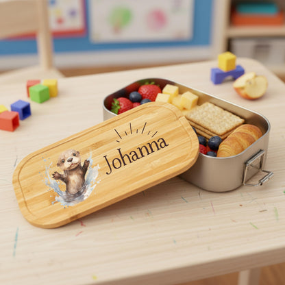 Personalisierte Brotdose Edelstahl Kinder mit Namen | Otter Lunchbox Kindergarten & Schule