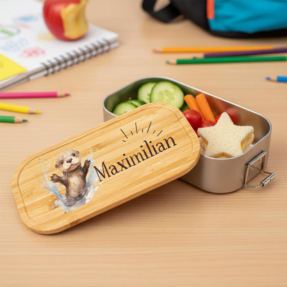 Personalisierte Brotdose Edelstahl Kinder mit Namen | Otter Lunchbox Kindergarten & Schule